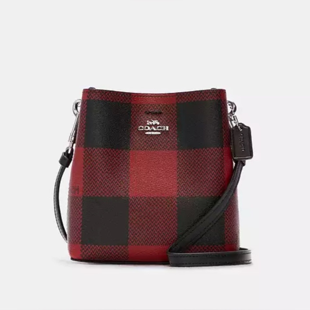 COACH Mini Town Buffalo Plaid Bucket Crossbody Bag NWOT